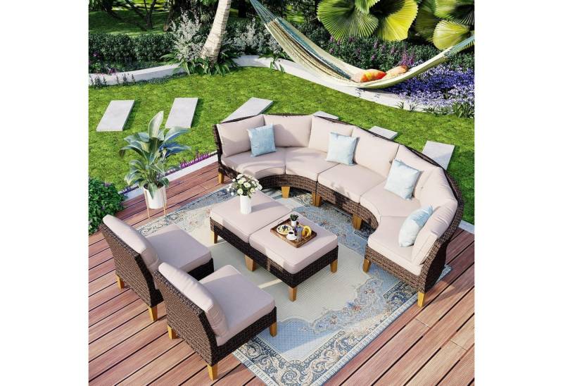 LuxusKollektion Gartenlounge-Set Lounge Set Polyrattan Sitzgruppe Wasserdicht Wetterfest Cr006-14-9_i1 von LuxusKollektion