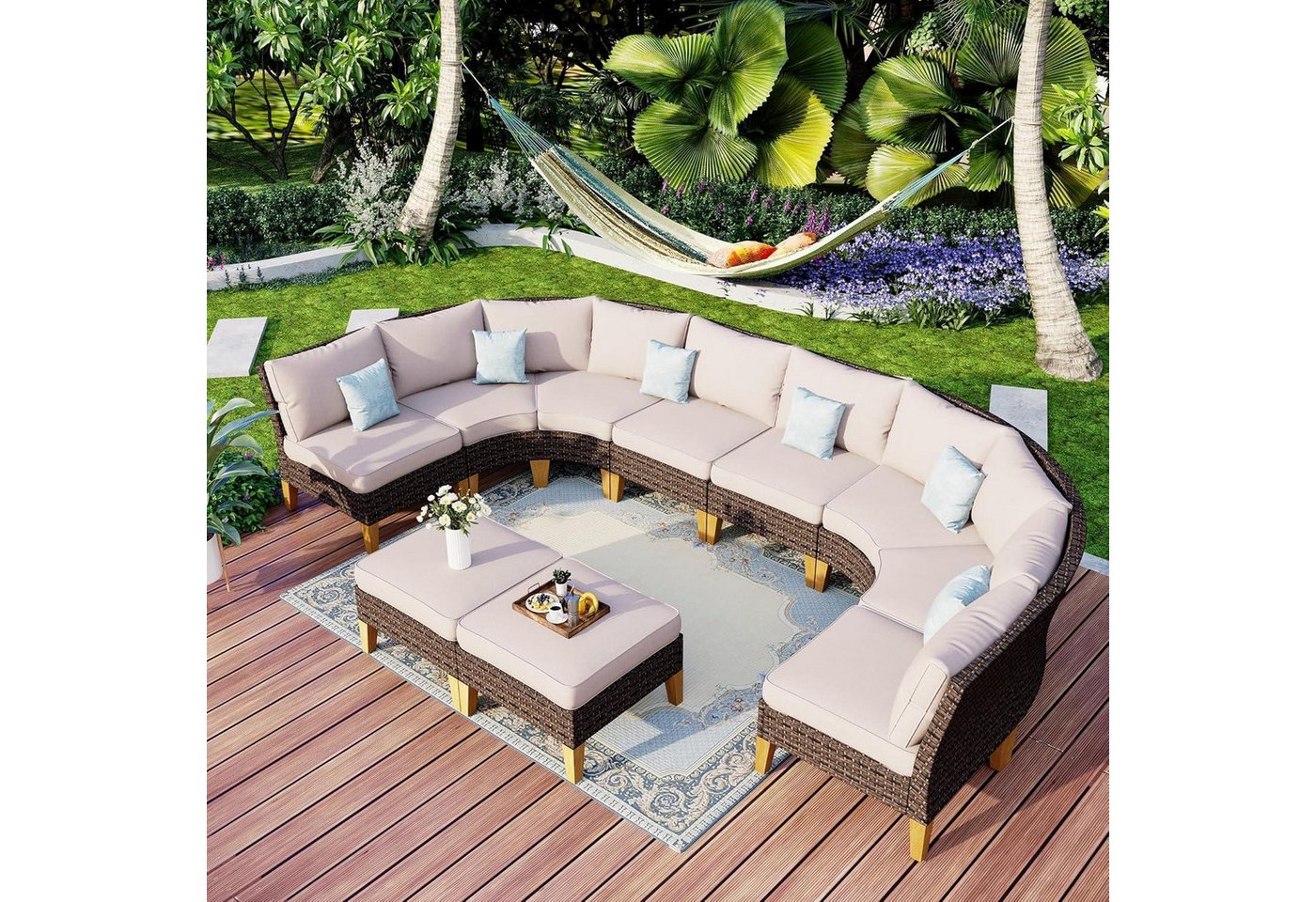 LuxusKollektion Gartenlounge-Set Lounge Set Polyrattan Wasserdicht Cushion Wetterfest Cr006-32-10_i1 LuxusKollektion Gartenlounge-Set Lounge Set Polyrattan Wasserdicht Cushion Wetterfest Cr006-32-10_i1 von LuxusKollektion