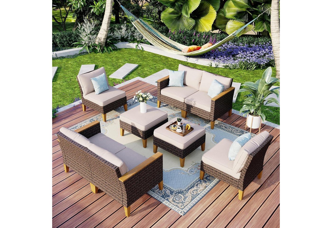 LuxusKollektion Gartenlounge-Set Lounge Set Polyrattan Wetterfest Wasserdicht Garten Cr006-04-8_i1 LuxusKollektion Gartenlounge-Set Lounge Set Polyrattan Wetterfest Wasserdicht Garten Cr006-04-8_i1 von LuxusKollektion