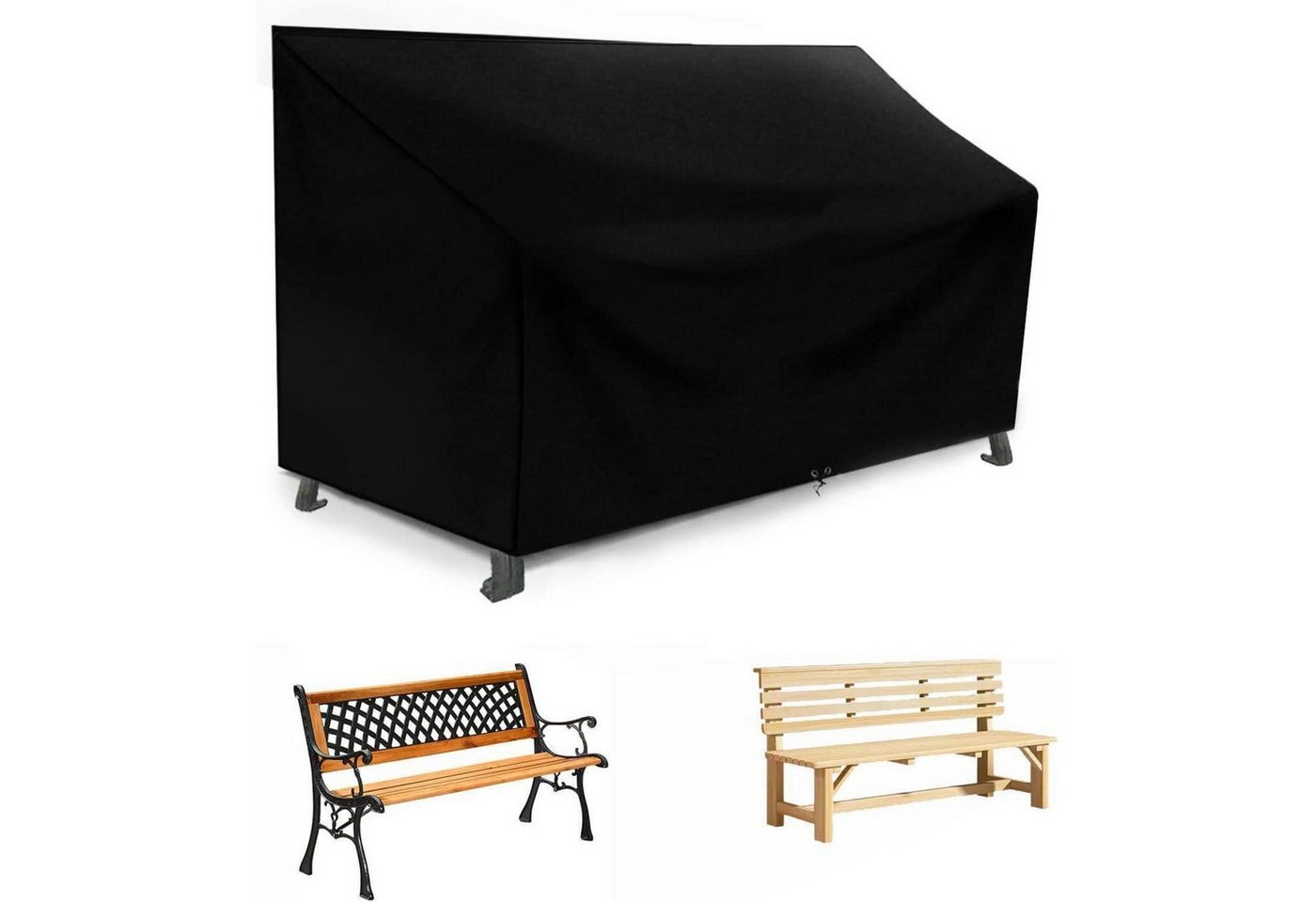 LuxusKollektion Gartenmöbel-Schutzhülle Gartenbank Abdeckung 3 Sitzer 420D Schwarz 420d Schwarz 163x66x63 89cm von LuxusKollektion