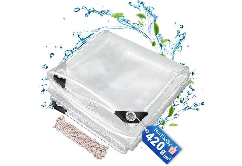 LuxusKollektion Gartenstuhl Abdeckplane PVC Wasserdicht Transparent Ösen Seil Pavillon 3x5m von LuxusKollektion