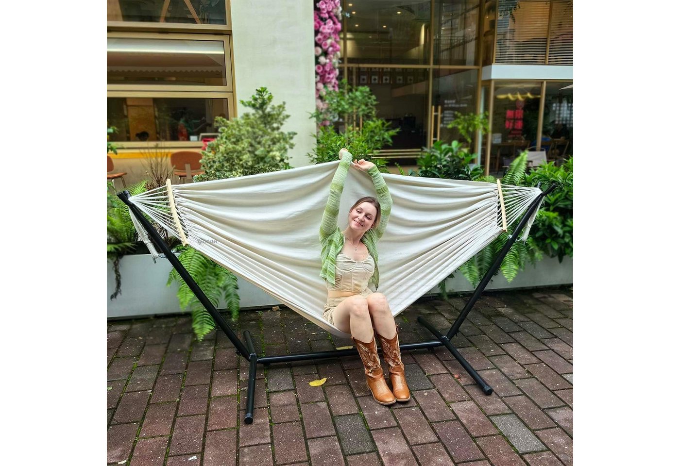 LuxusKollektion Gartenstuhl Doppelhängematte 2 Personen Stahlständer Spreizstange Beige+stand LuxusKollektion Gartenstuhl Doppelhängematte 2 Personen Stahlständer Spreizstange Beige+stand von LuxusKollektion