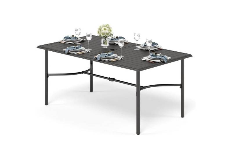 LuxusKollektion Gartenstuhl Gartentisch Schirmloch Wetterfest Metall 170×96cm Schwarz LuxusKollektion Gartenstuhl Gartentisch Schirmloch Wetterfest Metall 170×96cm Schwarz von LuxusKollektion