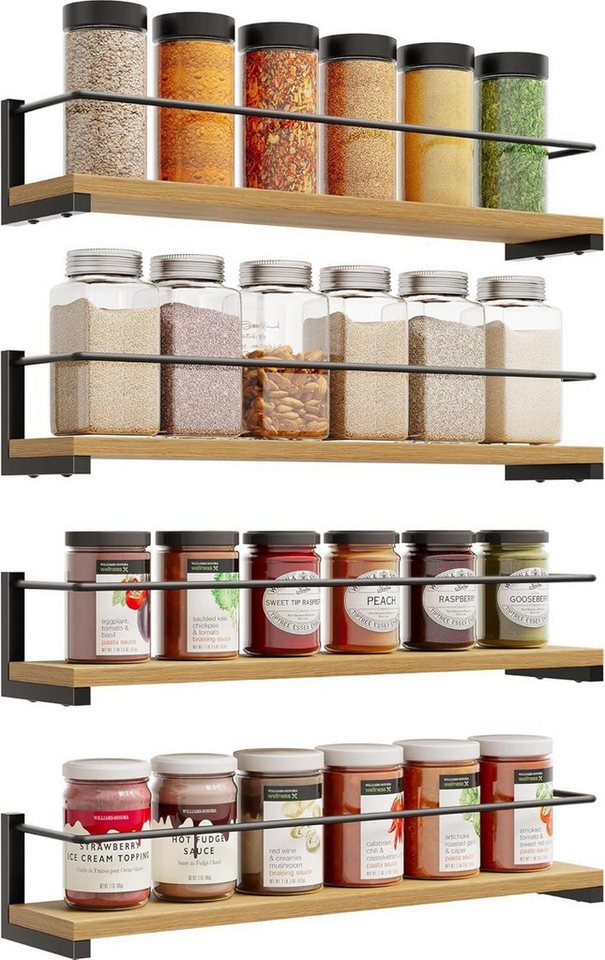 OROPY Gewürzregal Gewürzregale Wandmontage Kiefernholz Küchenregal Schranktür 4er Set von OROPY