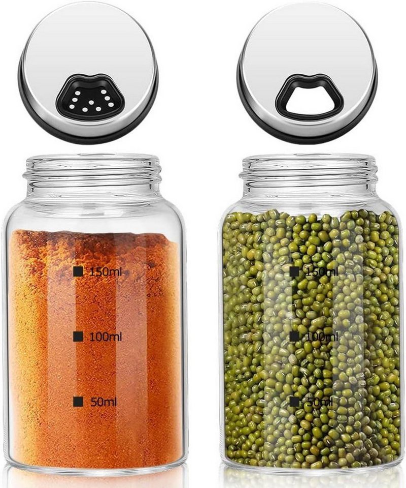 LuxusKollektion Gläser-Set 2er Set Gewürzgläser Borosilikatglas Drehdeckel 150ml 4-Loch Design LuxusKollektion Gläser-Set 2er Set Gewürzgläser Borosilikatglas Drehdeckel 150ml 4-Loch Design von LuxusKollektion