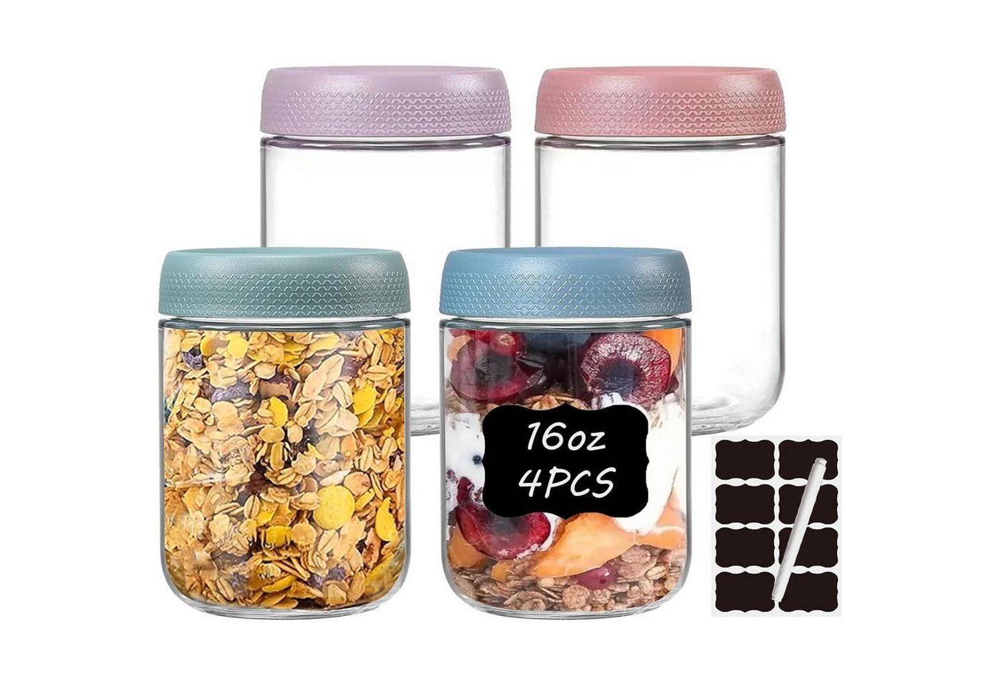 LuxusKollektion Gläser-Set Einmachgläser 4er 500ml Anti Rutsch Schraubdeckel Type1-4 x 500ml LuxusKollektion Gläser-Set Einmachgläser 4er 500ml Anti Rutsch Schraubdeckel Type1-4 x 500ml von LuxusKollektion