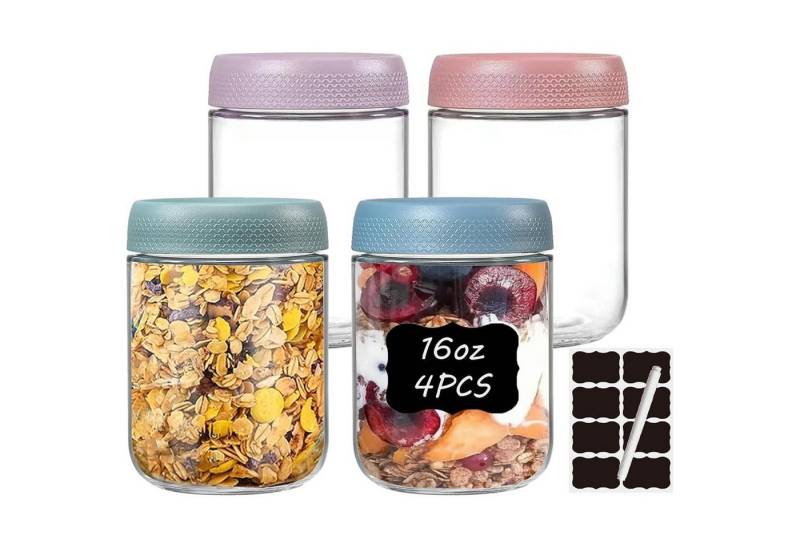 LuxusKollektion Gläser-Set Einmachgläser 4er 500ml Anti Rutsch Schraubdeckel Type1-4 x 500ml von LuxusKollektion