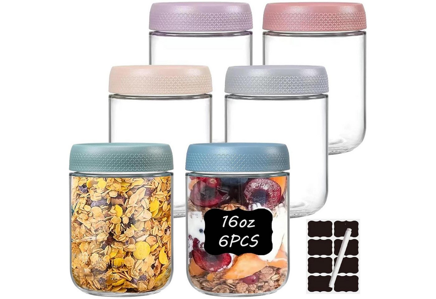 LuxusKollektion Gläser-Set Einmachgläser 500ml 6er Schraubdeckel Anti Rutsch Type1-6 x 500ml LuxusKollektion Gläser-Set Einmachgläser 500ml 6er Schraubdeckel Anti Rutsch Type1-6 x 500ml von LuxusKollektion