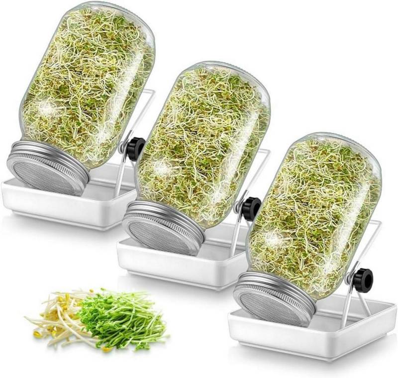 LuxusKollektion Gläser-Set Sprossen Keimglas Set für Sprossenglas Sprouting jar 3er – 750ml von LuxusKollektion