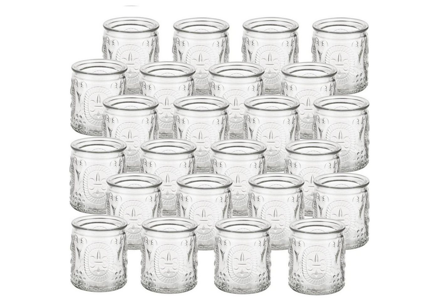 LuxusKollektion Gläser-Set Teelichthalter Glas Vintage Kerzenhalter Set Klar 24 Stück Weihnachten von LuxusKollektion