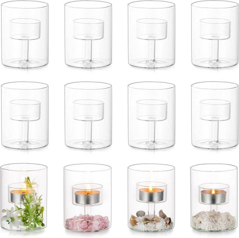 LuxusKollektion Gläser-Set Teelichthalter Glas Zylinder Kerzenhalter Teelichter Hochzeit von LuxusKollektion