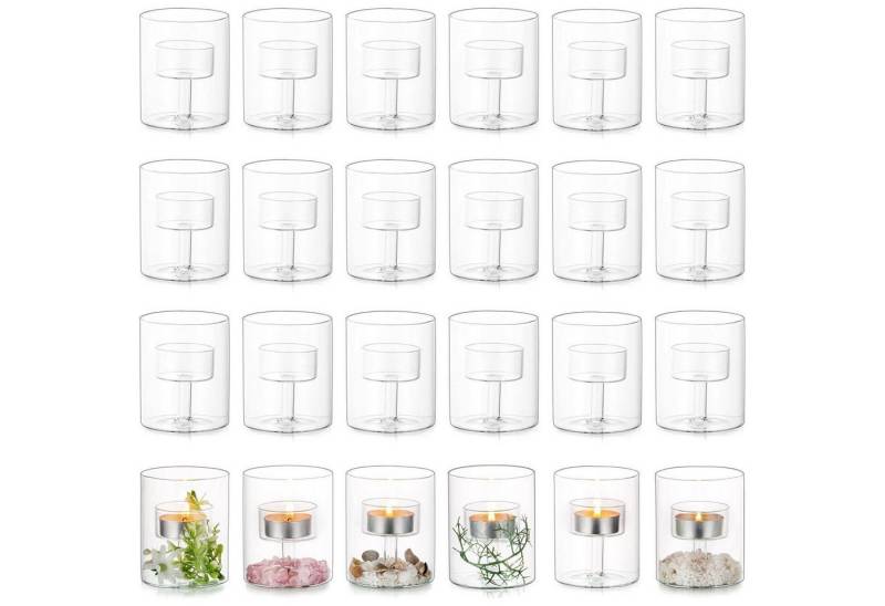 LuxusKollektion Gläser-Set Teelichthalter Teelichtglas Glaszylinder Teelichter Kerzen 24 von LuxusKollektion