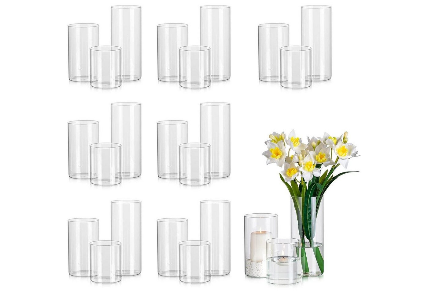 LuxusKollektion Gläser-Set Vase Zylindervase Glas Blumenvase Tulpenvase Tischdeko 24 8.5cm LuxusKollektion Gläser-Set Vase Zylindervase Glas Blumenvase Tulpenvase Tischdeko 24 8.5cm von LuxusKollektion