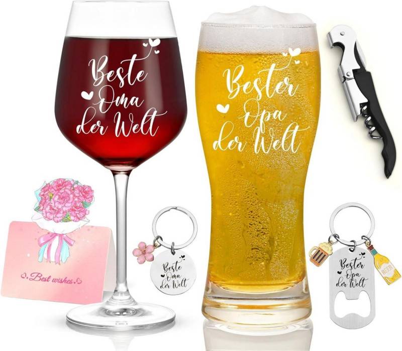 LuxusKollektion Gläser-Set Weinglas & Bierglas Set mit Gravur, Oma Opa Geschenke von LuxusKollektion