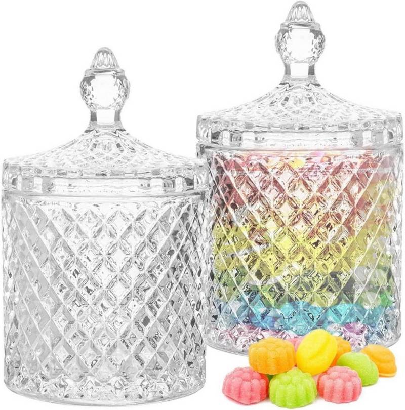 LuxusKollektion Glas 2er Set Bonbonglas mit Deckel Kristallglas Süßigkeitenaufbewahrung von LuxusKollektion