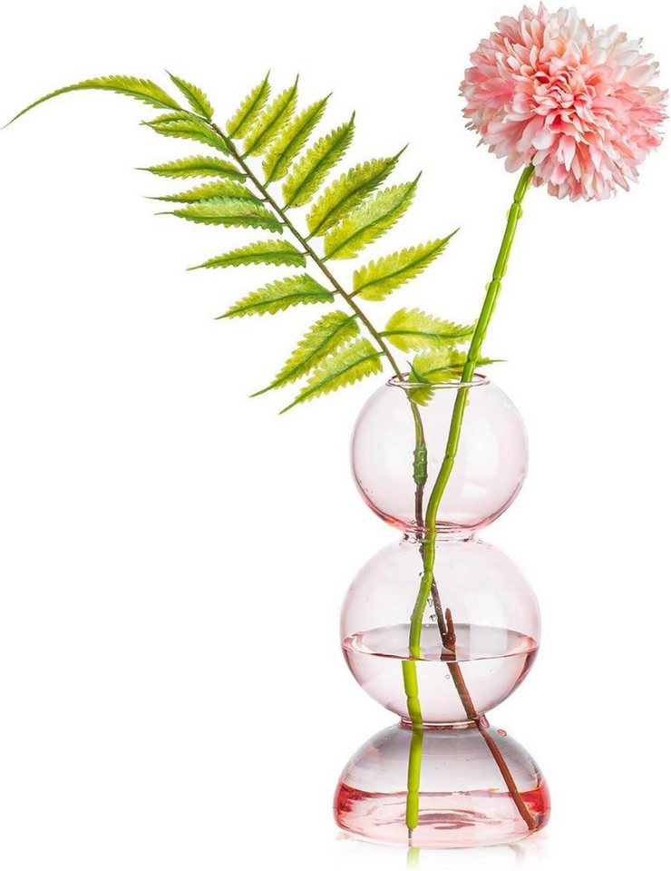 LuxusKollektion Glas Moderne Blumenvase Glas, Rosa Aesthetic Bubble Deko, 3er Set von LuxusKollektion