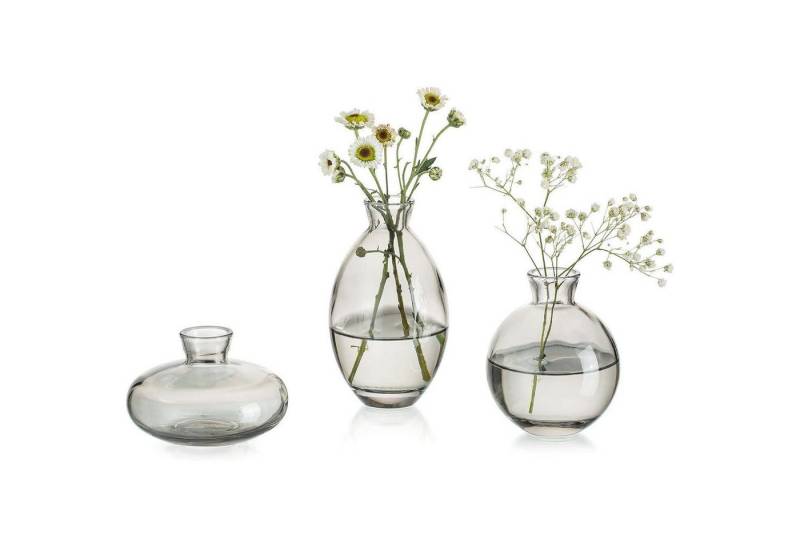 LuxusKollektion Glas Vasen Mini Glas Blumenvase Set 3teilig Vintage Tischdeko 1 Satz Grau LuxusKollektion Glas Vasen Mini Glas Blumenvase Set 3teilig Vintage Tischdeko 1 Satz Grau von LuxusKollektion