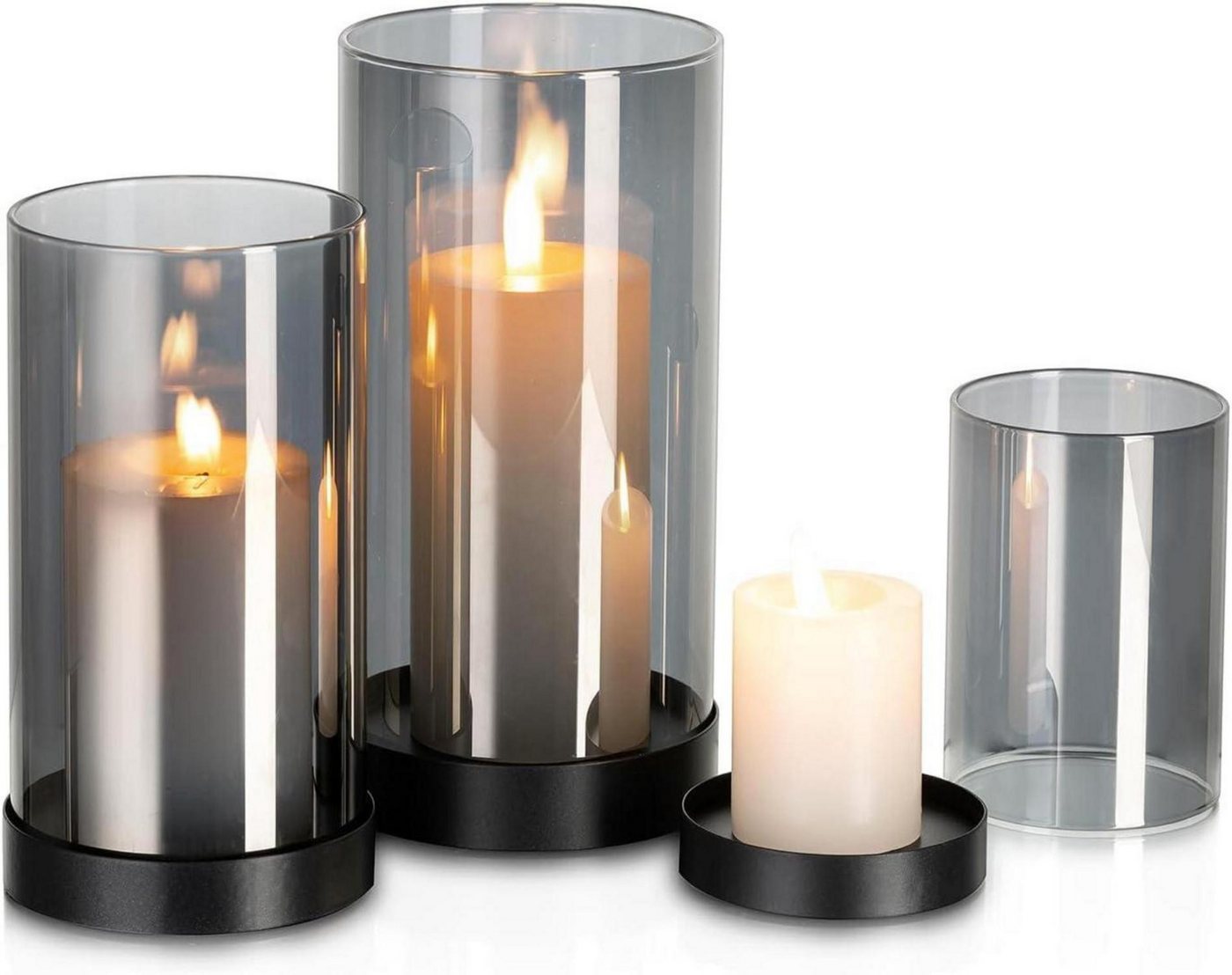 LuxusKollektion Glas Windlicht Glas Kerzenhalter Set Schwarz Stumpenkerzen Garten LuxusKollektion Glas Windlicht Glas Kerzenhalter Set Schwarz Stumpenkerzen Garten von LuxusKollektion