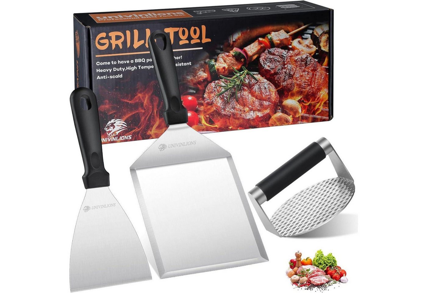 LuxusKollektion Grillbesteck-Set SchwabenBurger Smash Burger Set XL Plancha Spachtel und Burgerpresse LuxusKollektion Grillbesteck-Set SchwabenBurger Smash Burger Set XL Plancha Spachtel und Burgerpresse von LuxusKollektion