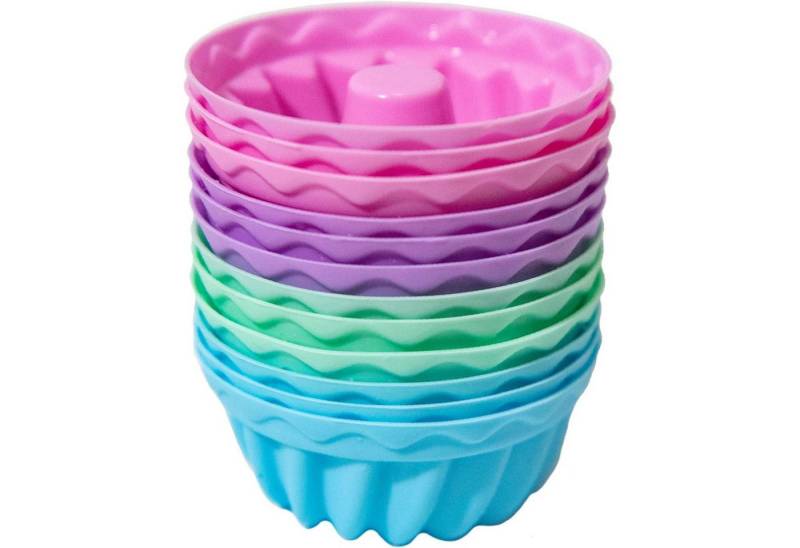 LuxusKollektion Gugelhupfform Gugelhupfform Mini Silikon 12 Stück Muffinförmchen Pink-12set von LuxusKollektion
