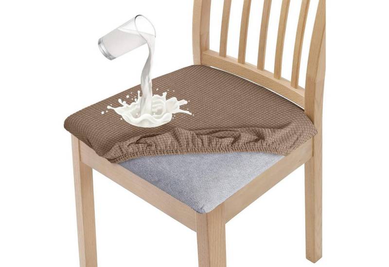 LuxusKollektion Hängedekoration Esszimmerstuhl Sitzbezüge Wasserdicht Stretch Waschbar 6er Set Kamel von LuxusKollektion