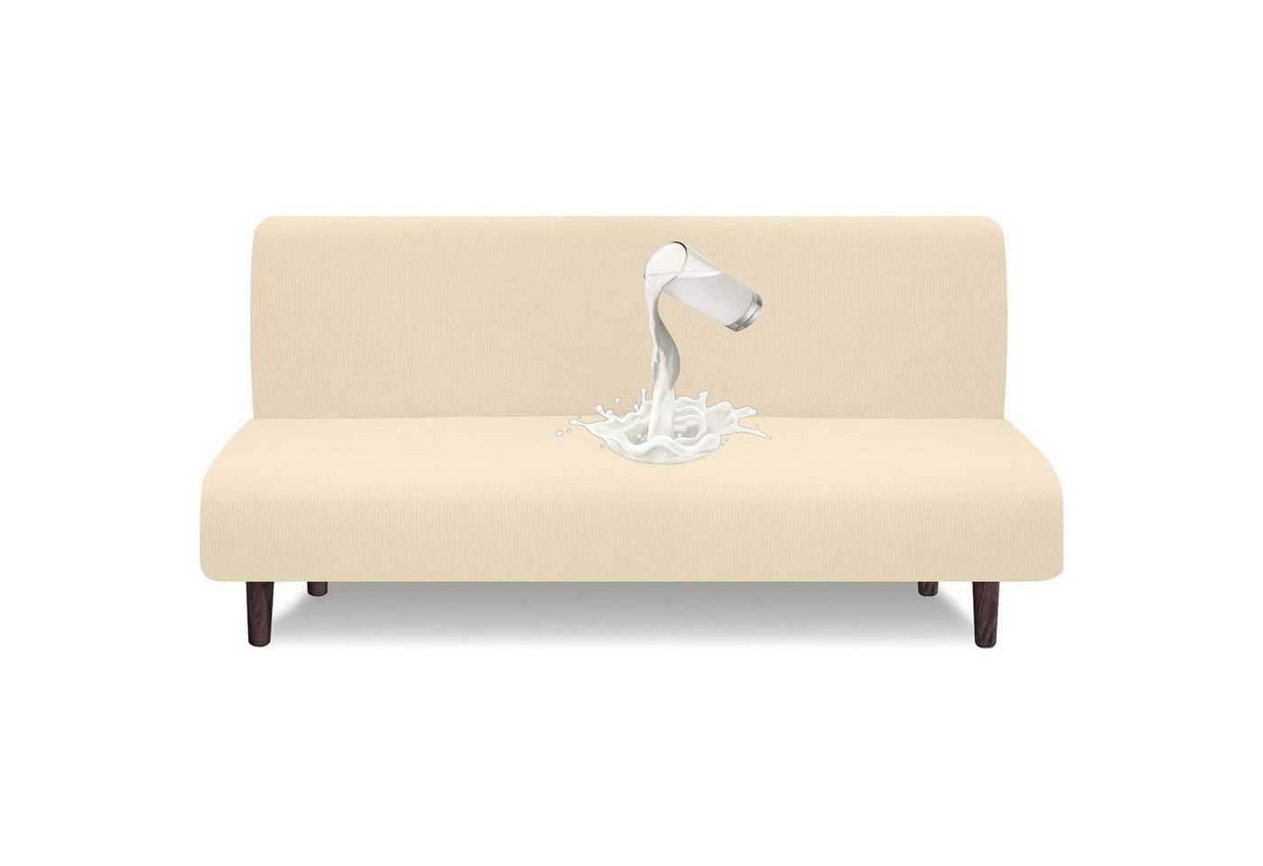 LuxusKollektion Hängedekoration Futonabdeckung Wasserdicht Armlose Antirutsch Schlafsofa Beige von LuxusKollektion