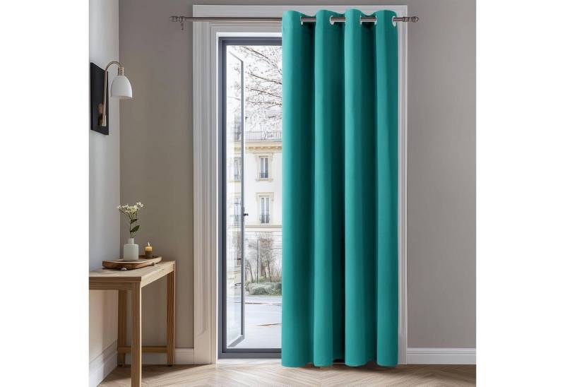 LuxusKollektion Hängedekoration Gardine Blickdichte Ösen Thermo H229 x B132 cm (1er Pack) Türkis von LuxusKollektion