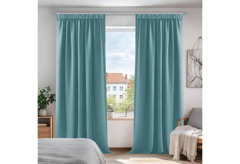 LuxusKollektion Hängedekoration Gardinen Blickdicht Kräuselband H214 x B132 cm (2er Pack) Himmelblau von LuxusKollektion