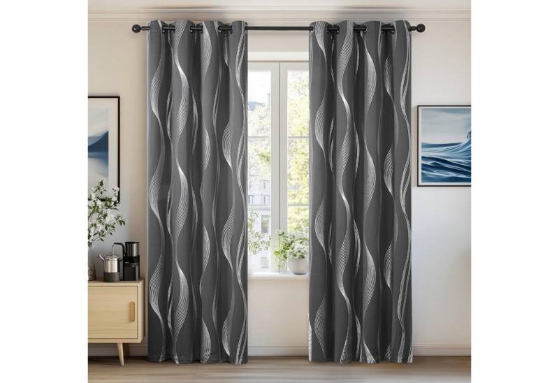 LuxusKollektion Hängedekoration Gardinen Verdunkelungsvorhang H183 x B132 cm (2er Pack) Dunkelgrau von LuxusKollektion