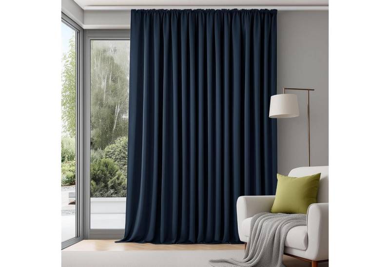 LuxusKollektion Hängedekoration Gardinen Verdunklung Blickdicht H220 x B300 cm (1er Pack) Dunkelblau von LuxusKollektion