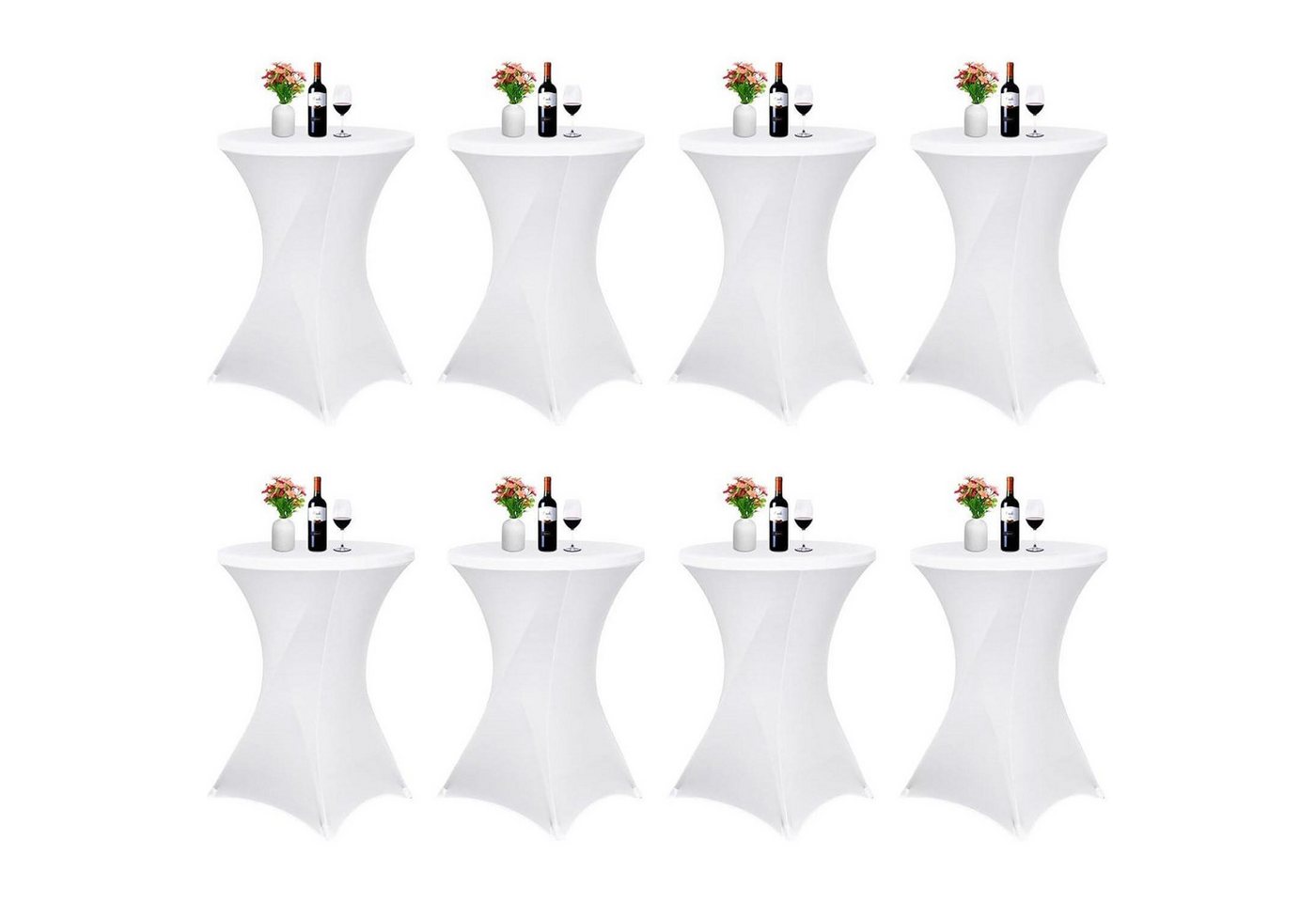 LuxusKollektion Hängedekoration Husse Stehtisch Bistrotisch Stretch 70-75cm Weiß Weiß 70×110cm(8Pcs) von LuxusKollektion