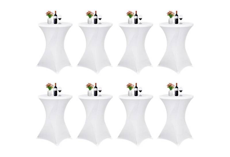 LuxusKollektion Hängedekoration Husse Stehtisch Bistrotisch Stretch 70-75cm Weiß Weiß 70×110cm(8Pcs) von LuxusKollektion