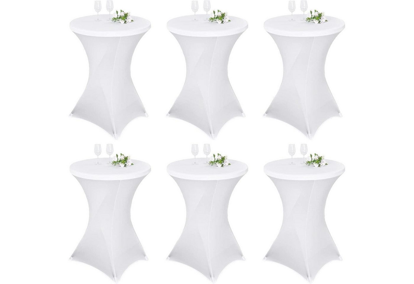 LuxusKollektion Hängedekoration Husse Stehtisch Stretch 6er 80-85cm Verstärkung Weiß 80×110cm(6Pcs) von LuxusKollektion