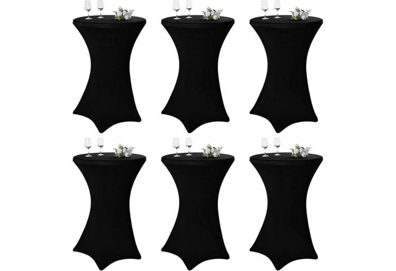 LuxusKollektion Hängedekoration Husse Stehtisch Stretch 6er Set 80 85 cm Schwarz 80×110cm(6Pcs) von LuxusKollektion