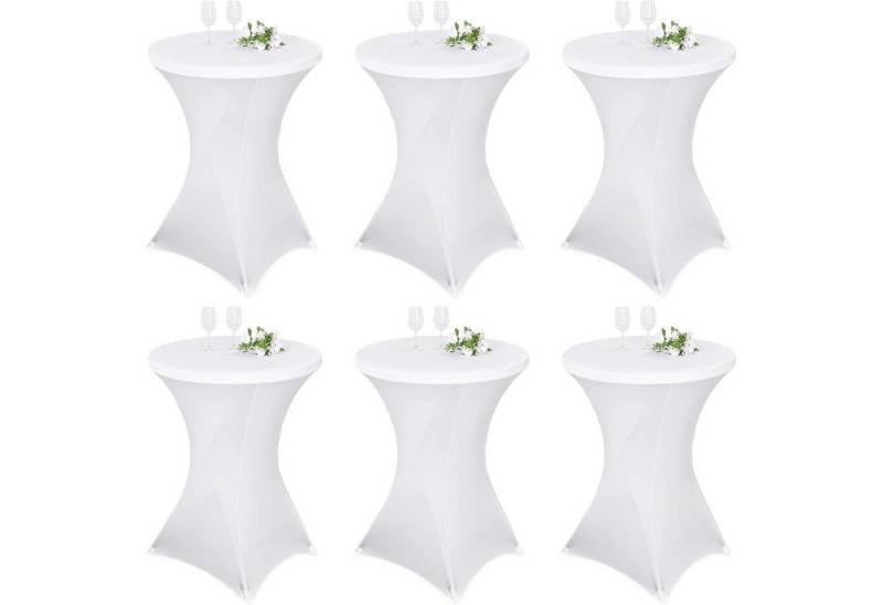 LuxusKollektion Hängedekoration Husse Stehtisch Stretch 6erSet 70-75cm Weiß Weiß 70×110cm(6Pcs) von LuxusKollektion