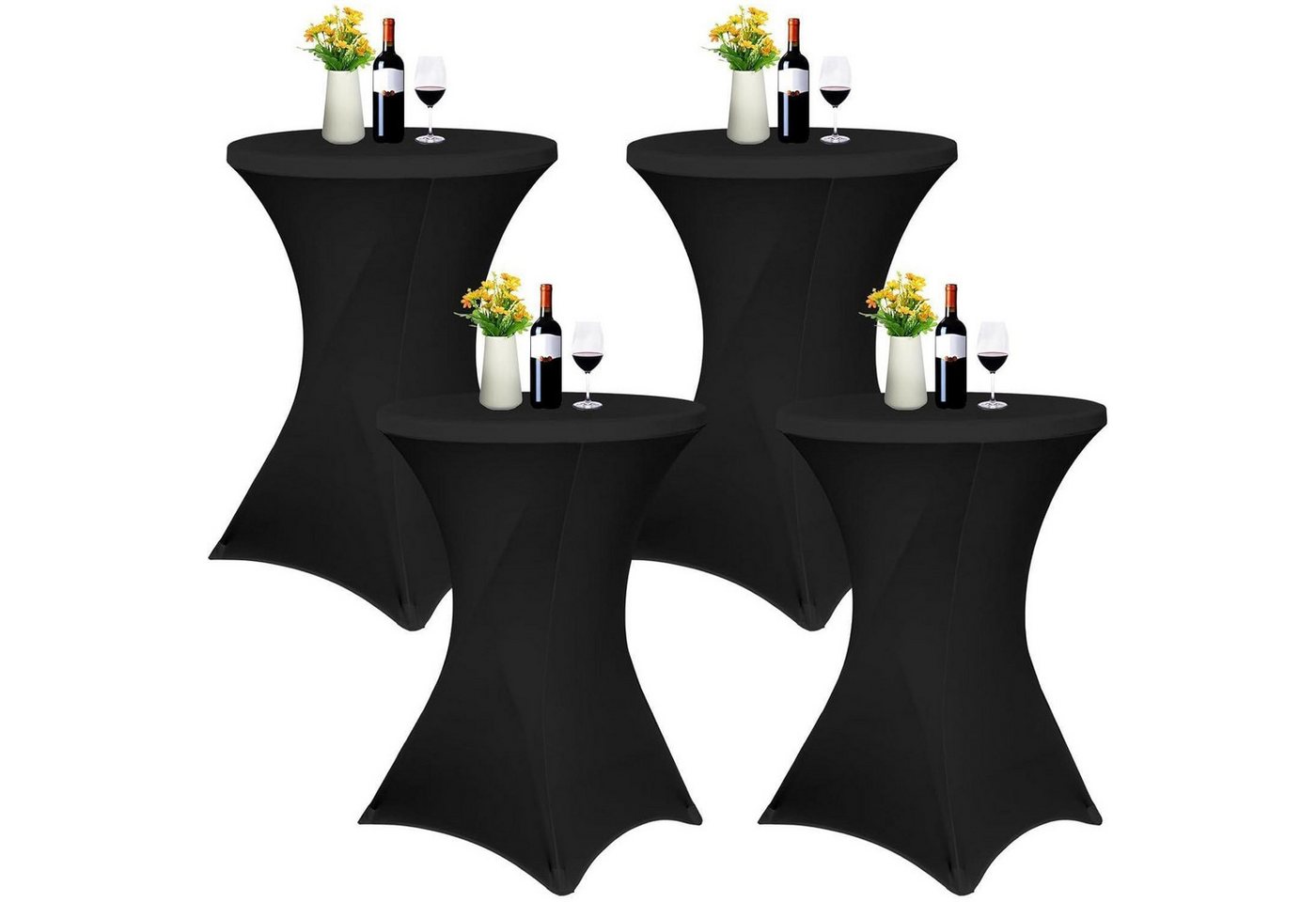 LuxusKollektion Hängedekoration Husse Stehtisch Stretch 80-85 cm Schwarz Schwarz 80×110cm(4Pcs) von LuxusKollektion