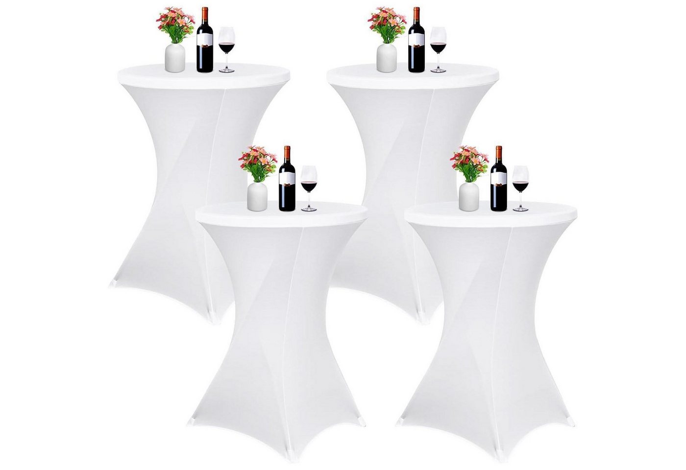 LuxusKollektion Hängedekoration Husse Stehtisch Stretch Bistrotisch 80 85 cm Weiß 80×110cm(4Pcs) von LuxusKollektion