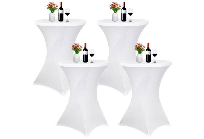 LuxusKollektion Hängedekoration Husse Stehtisch Stretch Bistrotisch 80 85 cm Weiß 80×110cm(4Pcs) von LuxusKollektion
