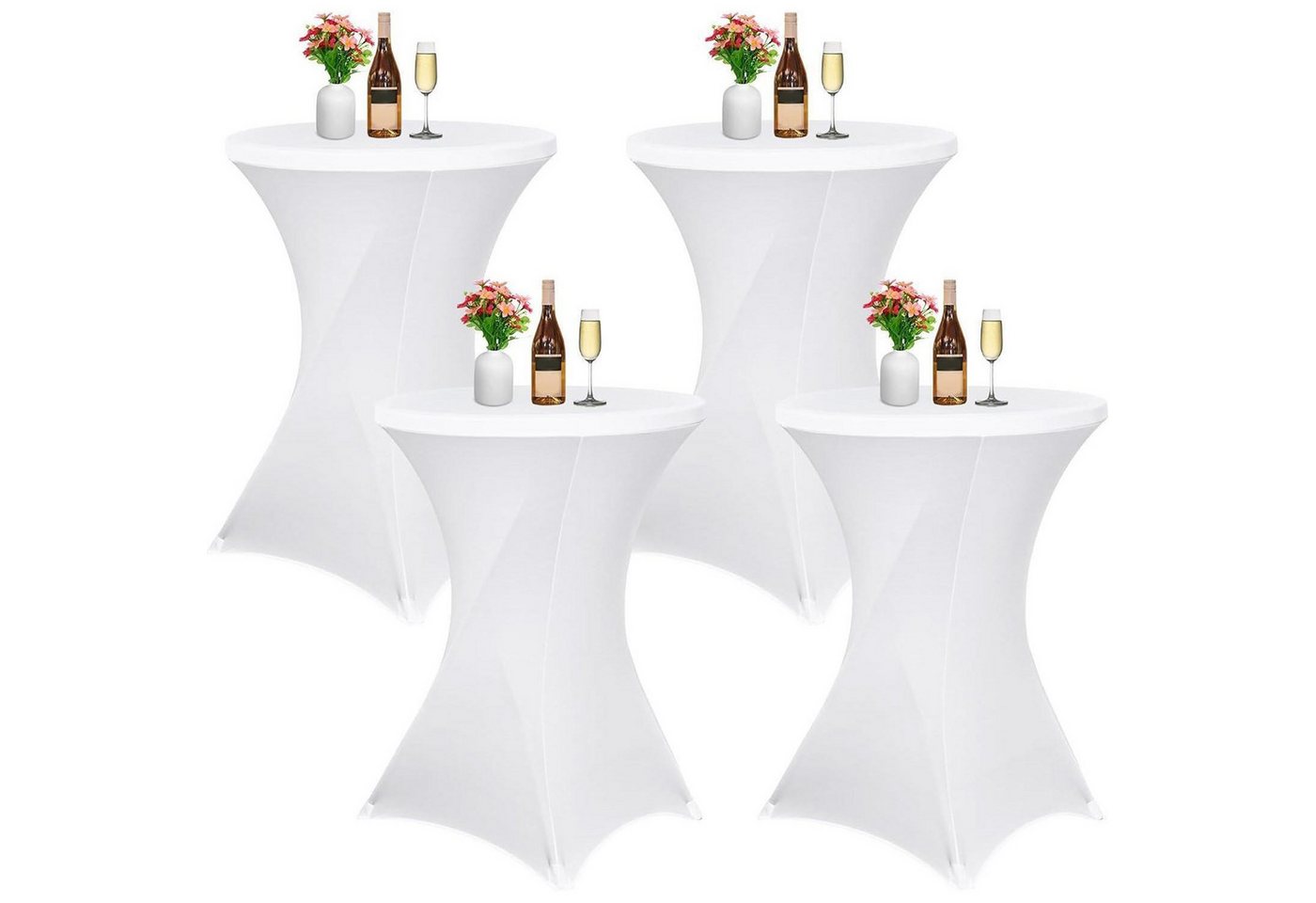 LuxusKollektion Hängedekoration Husse Stehtisch Stretch Bistrotisch Weiß 70×110cm(4Pcs) von LuxusKollektion