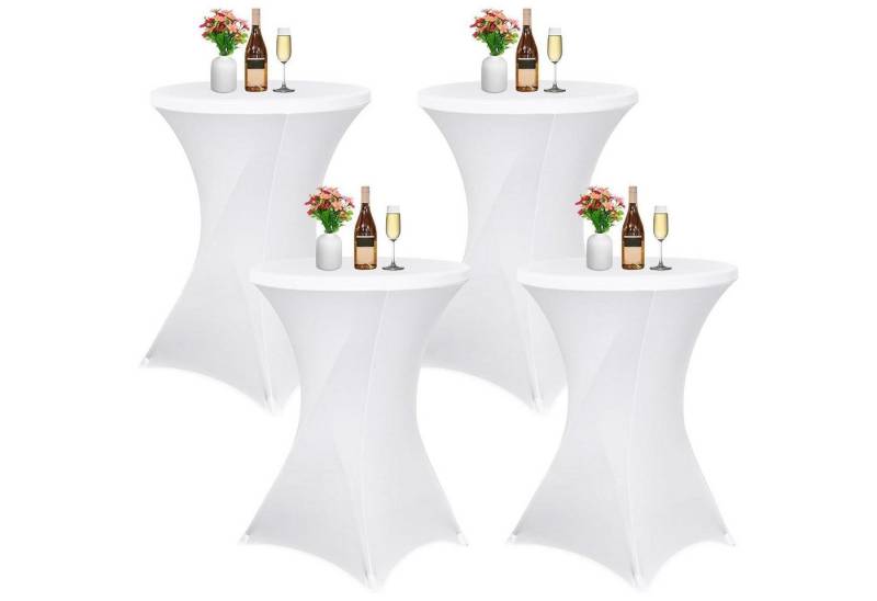 LuxusKollektion Hängedekoration Husse Stehtisch Stretch Bistrotisch Weiß 70×110cm(4Pcs) von LuxusKollektion