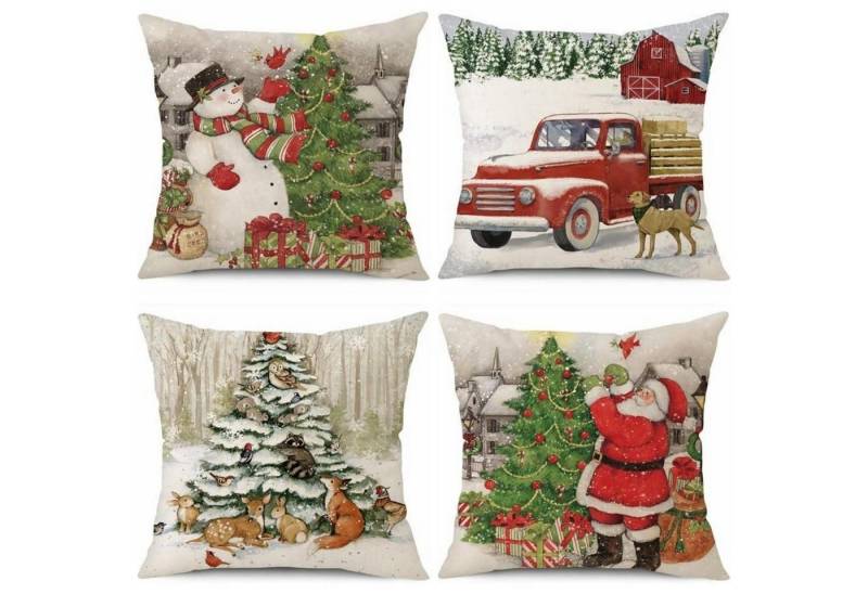 LuxusKollektion Hängedekoration Kissenbezüge Weihnachten Leinen 50 x 50 cm 4 Stück Schneemann LuxusKollektion Hängedekoration Kissenbezüge Weihnachten Leinen 50 x 50 cm 4 Stück Schneemann von LuxusKollektion