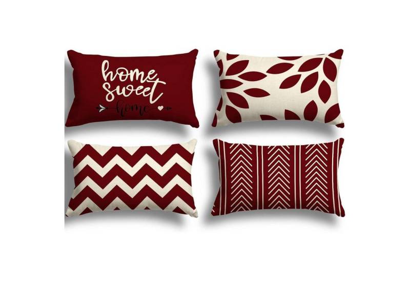 LuxusKollektion Hängedekoration Kissenbezug 30x50 4er Dekokissen Outdoor Rotwein 30 x 50 cm 4 Stück von LuxusKollektion