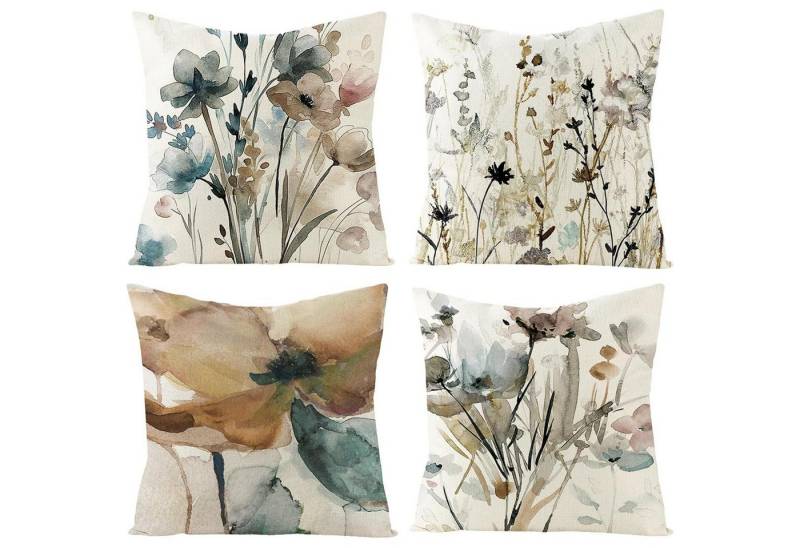 LuxusKollektion Hängedekoration Kissenbezug 45x45 4er Leinen Dekokissen Blätter Blumen und Pflanzen LuxusKollektion Hängedekoration Kissenbezug 45x45 4er Leinen Dekokissen Blätter Blumen und Pflanzen von LuxusKollektion