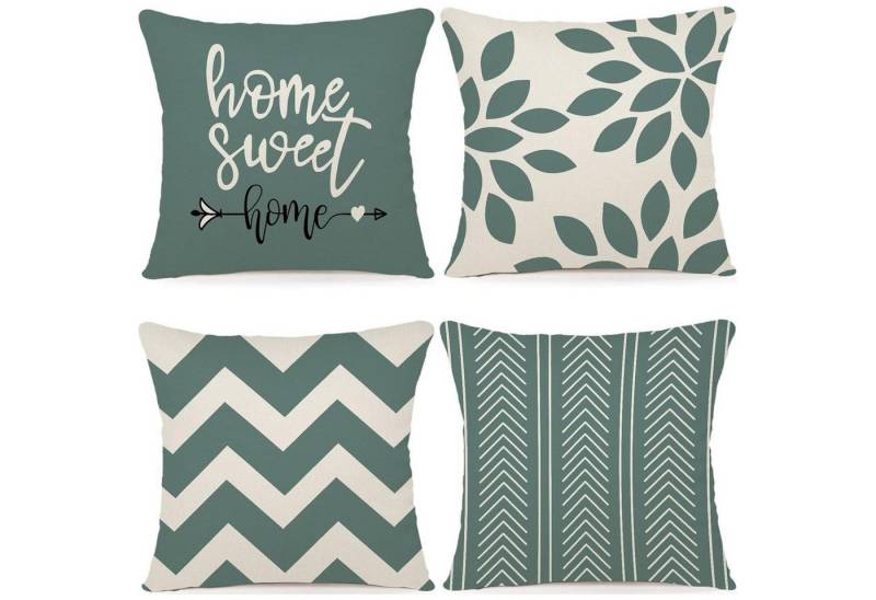 LuxusKollektion Hängedekoration Kissenbezug 45x45 Leinen Dekokissen Wassergrün 45 x 45 cm 4 Stück von LuxusKollektion