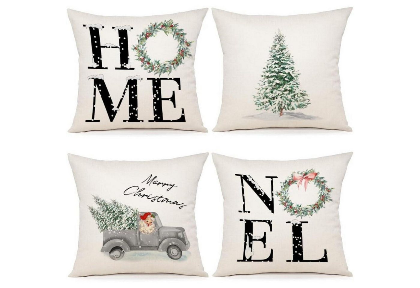 LuxusKollektion Hängedekoration Kissenbezug 50x50 4er Weihnachten Leinen Ch312 50 x 50 cm 4 Stück von LuxusKollektion