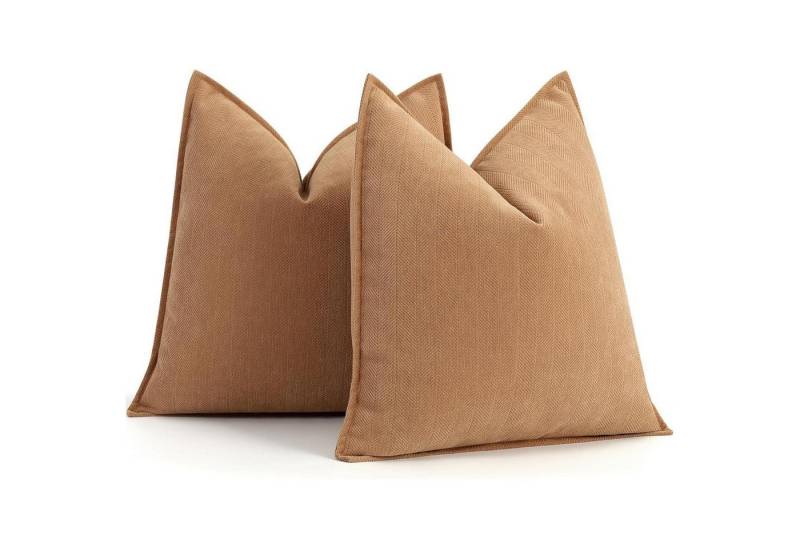 LuxusKollektion Hängedekoration Kissenbezug Chenille Sofakissen Kamel 45 x 45 cm, 2 Stück von LuxusKollektion