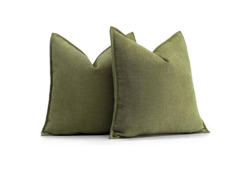 LuxusKollektion Hängedekoration Kissenbezug Chenille Sofakissen Oliv Grün 60 x 60 cm 2 Stück von LuxusKollektion
