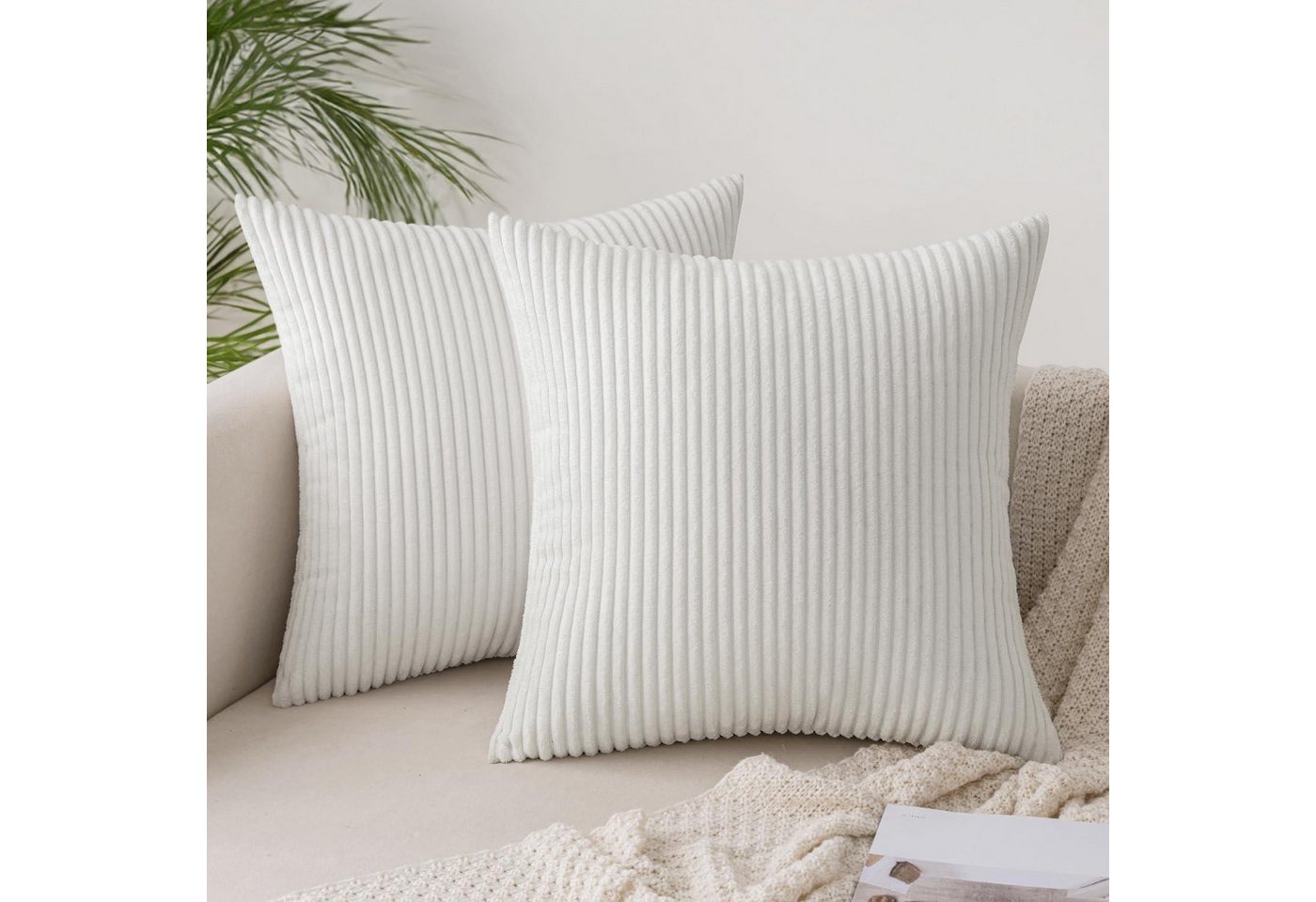 LuxusKollektion Hängedekoration Kissenbezug Kordsamt Dekokissen 45 x 45 cm 2 Stück Reines Weiß LuxusKollektion Hängedekoration Kissenbezug Kordsamt Dekokissen 45 x 45 cm 2 Stück Reines Weiß von LuxusKollektion