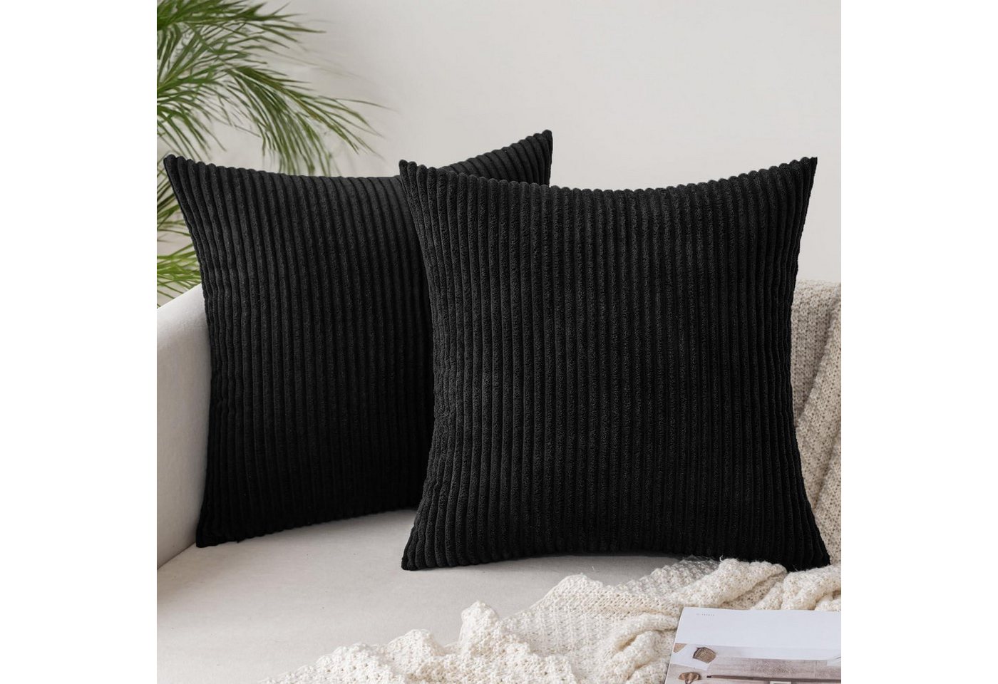 LuxusKollektion Hängedekoration Kissenbezug Kordsamt Dekokissen Sofakissen 50 x 50 cm 2 Stück Schwarz LuxusKollektion Hängedekoration Kissenbezug Kordsamt Dekokissen Sofakissen 50 x 50 cm 2 Stück Schwarz von LuxusKollektion