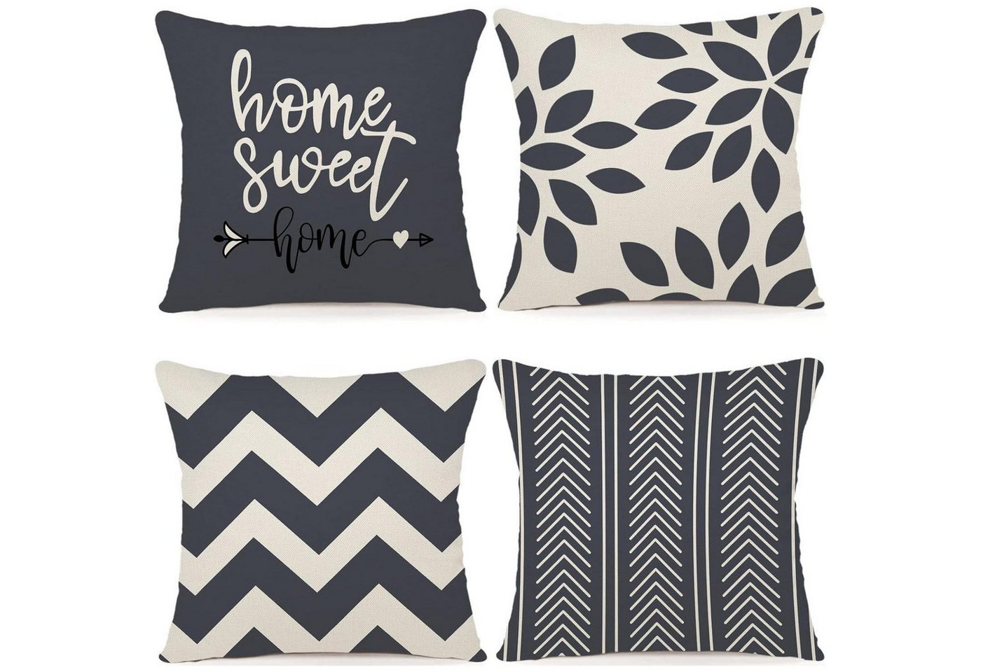 LuxusKollektion Hängedekoration Kissenbezug Leinen Dekokissen Outdoor Schwarzgrau 50 x 50 cm 4 Stück LuxusKollektion Hängedekoration Kissenbezug Leinen Dekokissen Outdoor Schwarzgrau 50 x 50 cm 4 Stück von LuxusKollektion